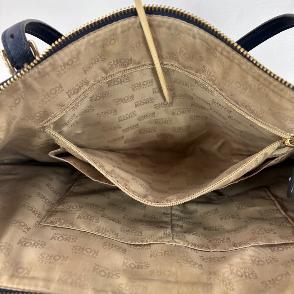 Michael Kors Jet Set Travel Saffiano Leather Tote Bag Navy Blue‎ - Picture 8 of 11